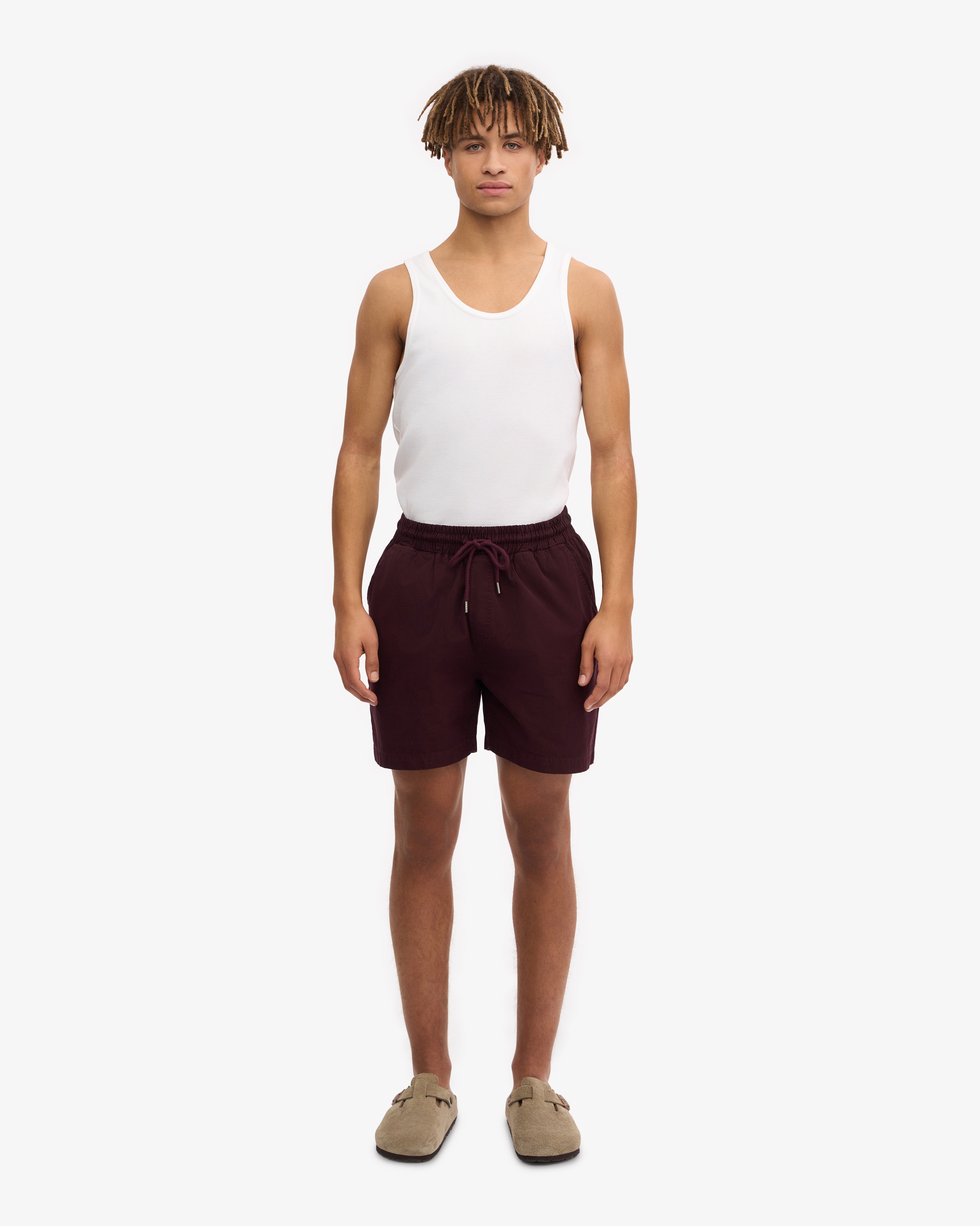 Organic Cotton Twill Shorts for Men & Women - Comfortable Casual Wear in Oxblood Red - Perfect for Summer, Travel, and Outdoor Activities