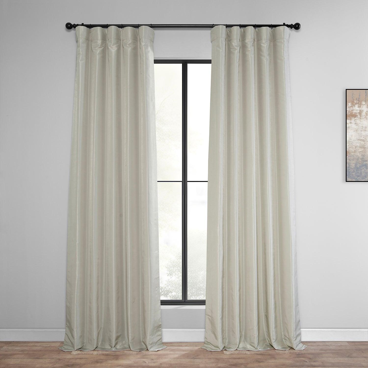 Mist Grey Vintage Textured Faux Dupioni Silk Blackout Curtains - Thermal Insulated Window Drapes for Living Room & Bedroom - Light Blocking & Noise Reducing Home Decor