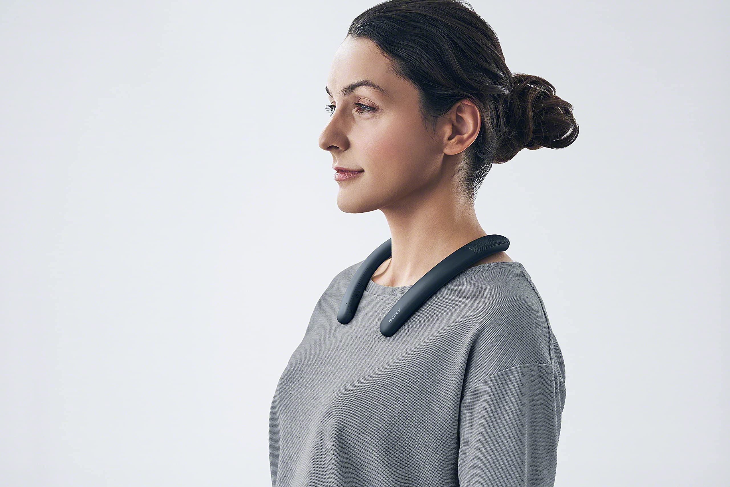 Sony SRS-NB10 Wireless Neckband Bluetooth Speaker with Microphone - Hands-Free Calling, 16H Battery, IPX4 Water Resistant - Charcoal Gray (Renewed) - Perfect for Workouts, Commuting & Home Office Use