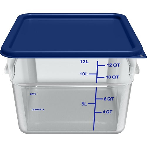 Carlisle 1197260 Square Food Storage Container Lids - Fits 12, 18 & 22 Quart Containers - Durable Blue Plastic - Perfect for Meal Prep, Leftovers & Bulk Food Storage