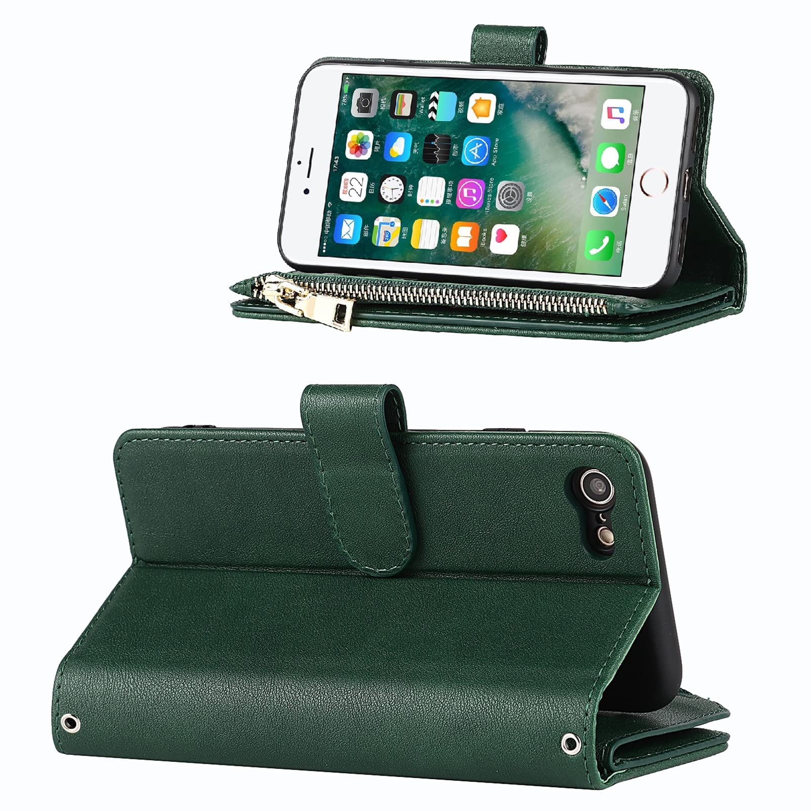 Jaorty Premium PU Leather Wallet Case for iPhone SE 2022/SE 2020/8/7 - 4.7