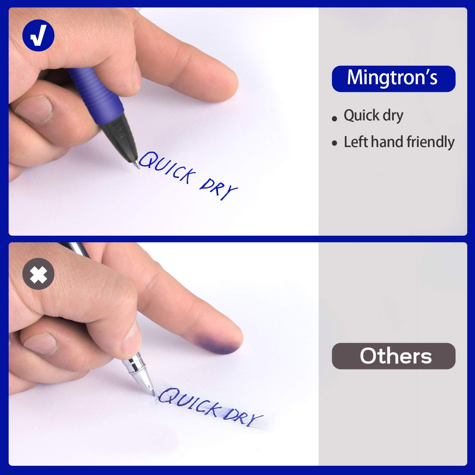 100 Pack Blue Gel Pens - 0.5mm Fine Point No Smear Ink - Left-Handed Friendly Click Retractable Rollerball Pens for Smooth Writing (Navy Blue) - Perfect for Office, School, Note Taking & Journaling