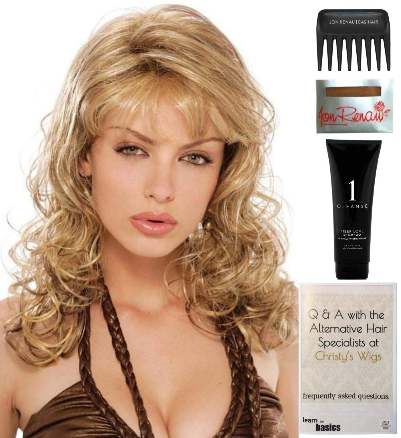 Becky Wig by Estetica with Christy's Wigs Q&A Booklet, Travel Size Wig Shampoo, Wig Cap & Wide Tooth Comb - 5 Piece Bundle (Color RH31) | Perfect for Cosplay, Costume Parties & Everyday Wear