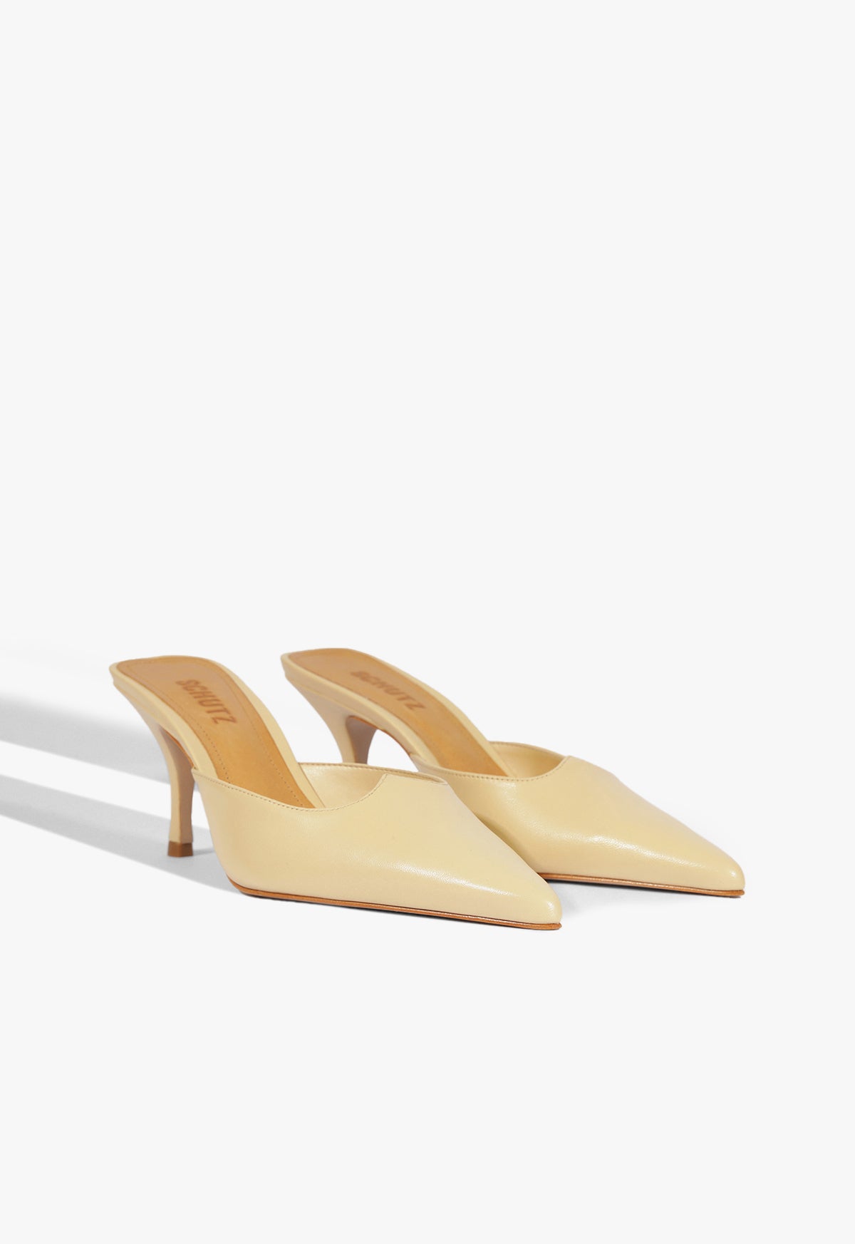 Buffy Mid Heel Stiletto Pumps for Women - Beige Pointed Toe Dress Shoes for Office, Party & Evening Wear