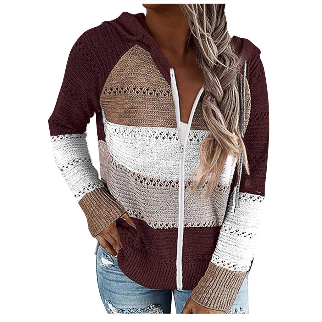 AODONG Women's Lightweight Color Block Hooded Sweater - Drawstring Pullover Hoodie Sweatshirt for Casual Wear, Fall & Winter Fashion | Perfect for Daily Outfits, Layering and Outdoor Activities