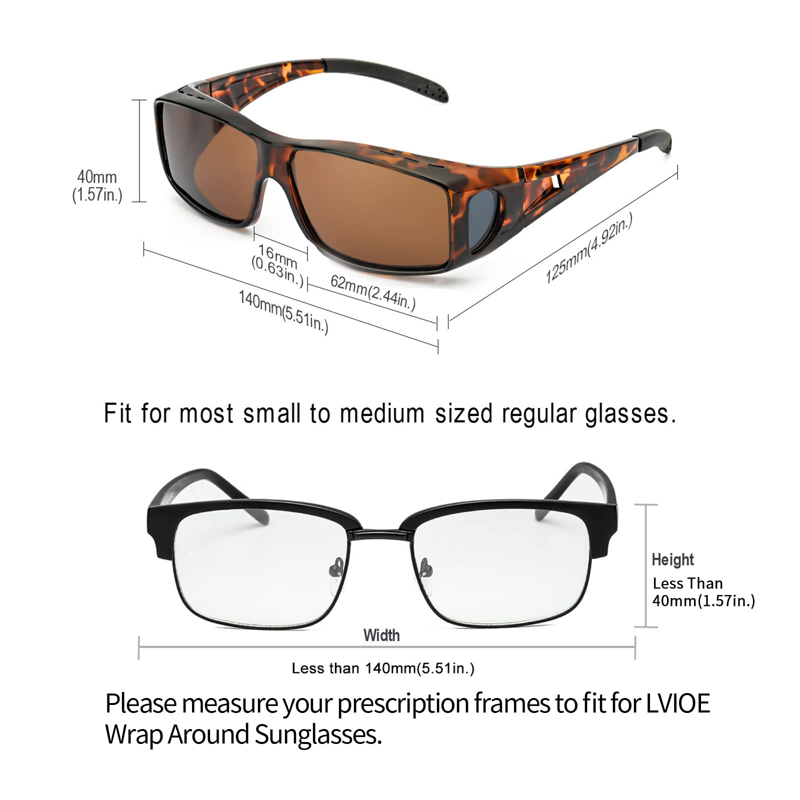 LVIOE Polarized Wrap Around Sunglasses for Men & Women - UV Protection Over Glasses Fit Over Prescription Eyewear - Perfect for Driving, Fishing & Outdoor Activities
