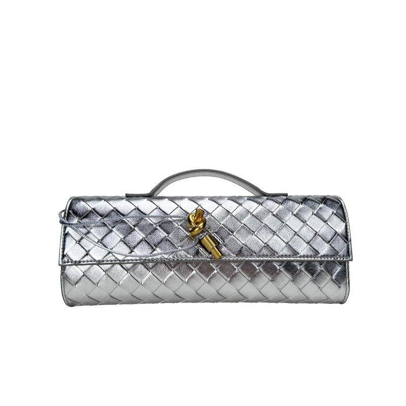 Premium Leather Clutch Bag for Women - Elegant Woven Square Evening Bag for Dinner Parties, Weddings & Special Occasions | Fashionable Handheld Purse for Night Out