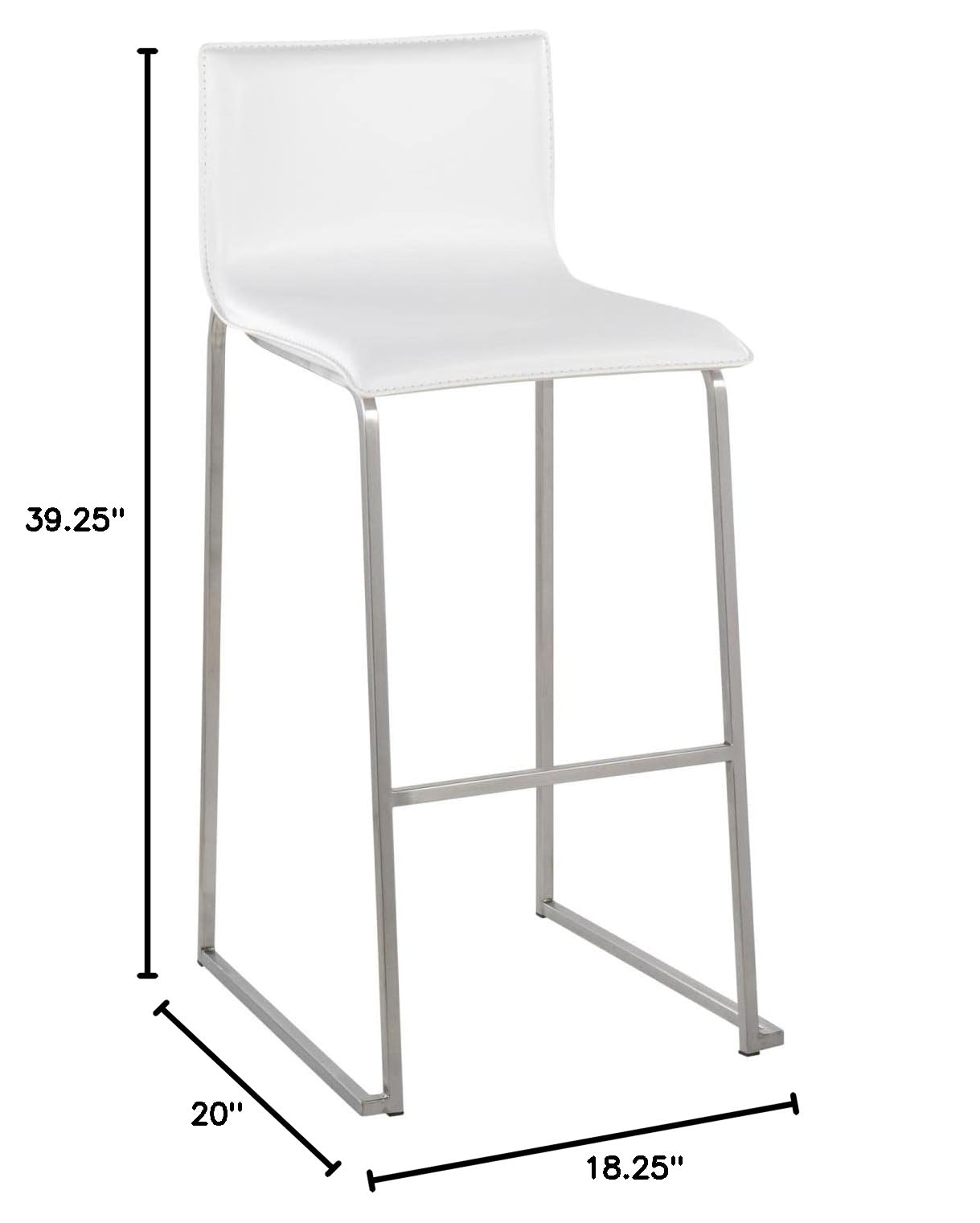LumiSource Mara Bar Stool Set of 2 - Modern Counter Height Bar Chairs with Back Support - Perfect for Kitchen Island, Breakfast Nook & Home Bar Decor