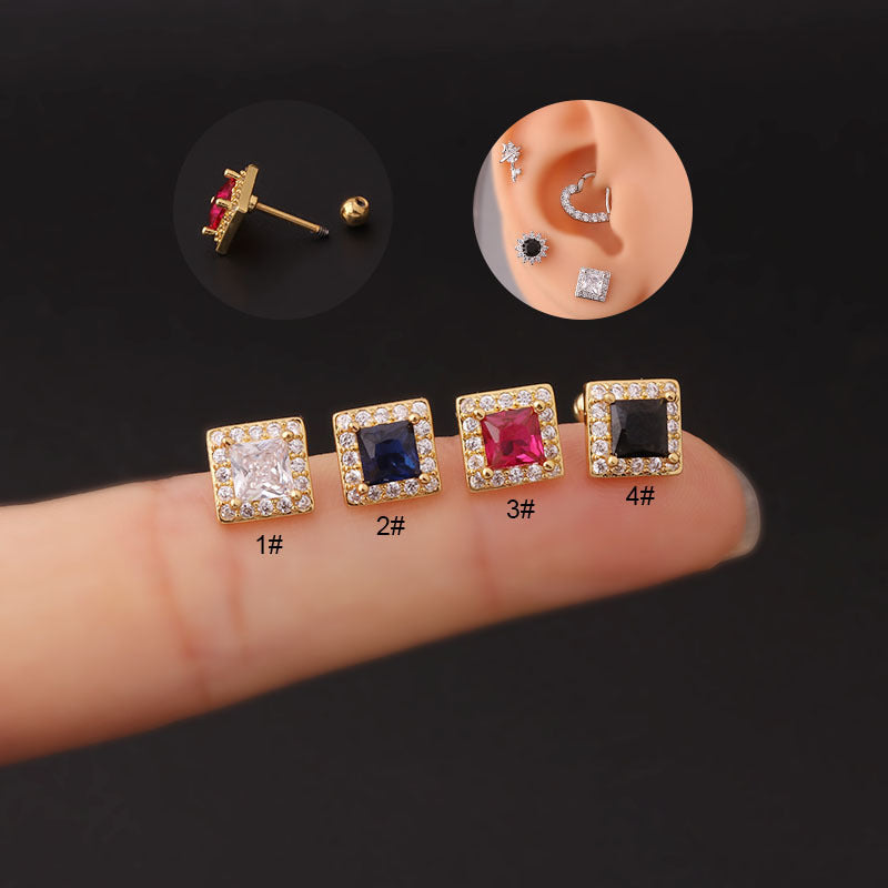 20G Cartilage Tiny Stud Earrings - Flat Back Square Earrings for Women | HSPJ728 | Perfect for Daily Wear, Parties & Gifts