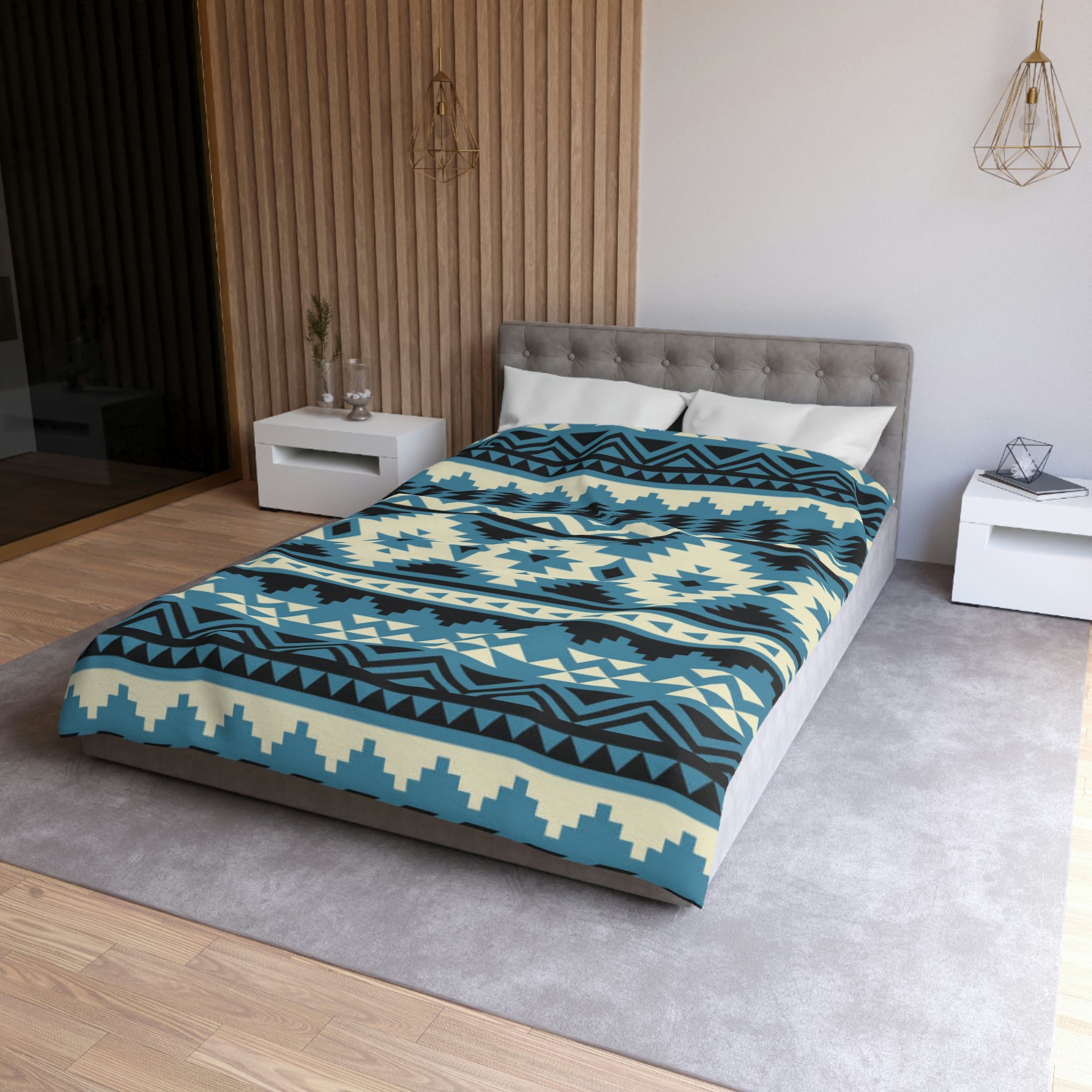 Colorado River Microfiber Duvet Cover Set - Southwestern Aztec Print Bedding for Queen/King Size - Soft Breathable Comforter Cover for Cozy Southwestern Style Bedroom Decor