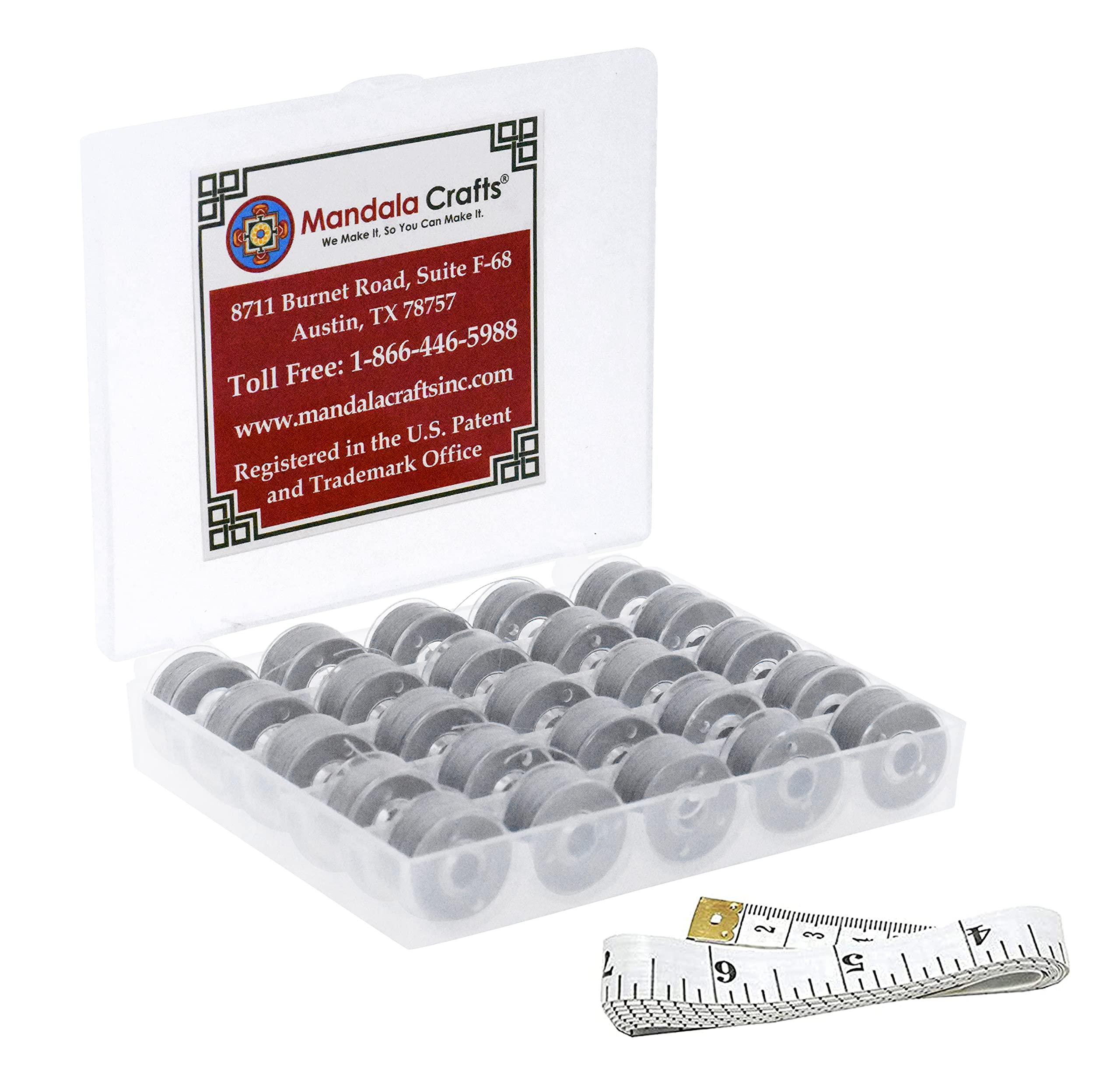 25 Prewound Gray SA156 Bobbins for Singer & Brother Sewing Machines - 15J Prefilled Embroidery Bobbin Thread - Perfect for Quilting, Dressmaking & Craft Projects