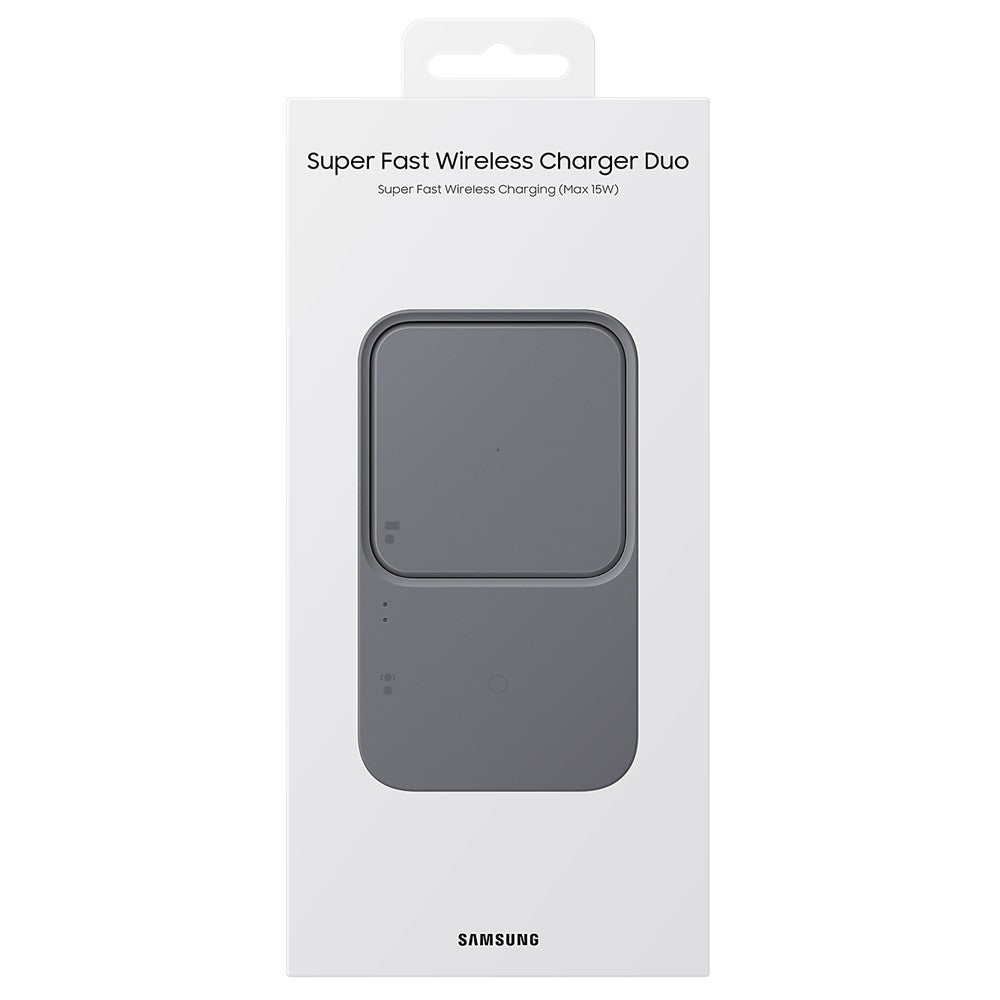 SAMSUNG EP-P5400 15W Super Fast Wireless Charger Duo with Built-in Cooling System - Certified Renewed, Dark Gray | Charge Two Devices at Once for Home, Office, or Travel