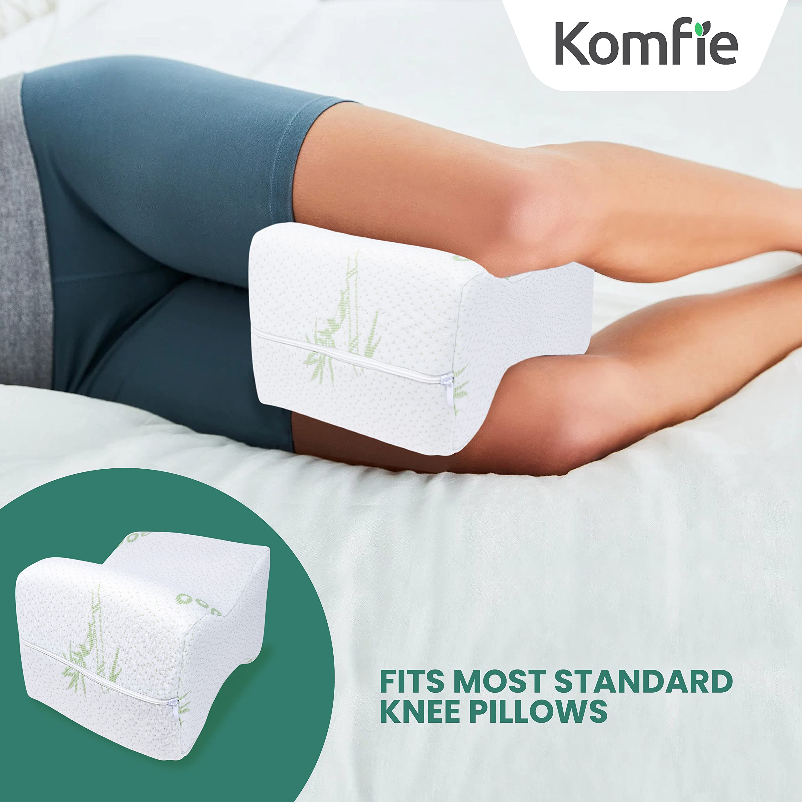 2-Pack Cooling Knee Pillow Covers - Universal Replacement Leg Pillowcase for Pregnancy, Post-Surgery, and Side Sleepers - Breathable & Comfortable Design