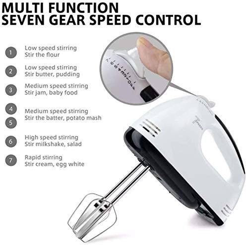 7-Speed Electric Hand Mixer for Baking - Stainless Steel Handheld Whisk with Dough Hooks - Perfect for Cakes, Cookies, Dough & More - Kitchen Baking Essential