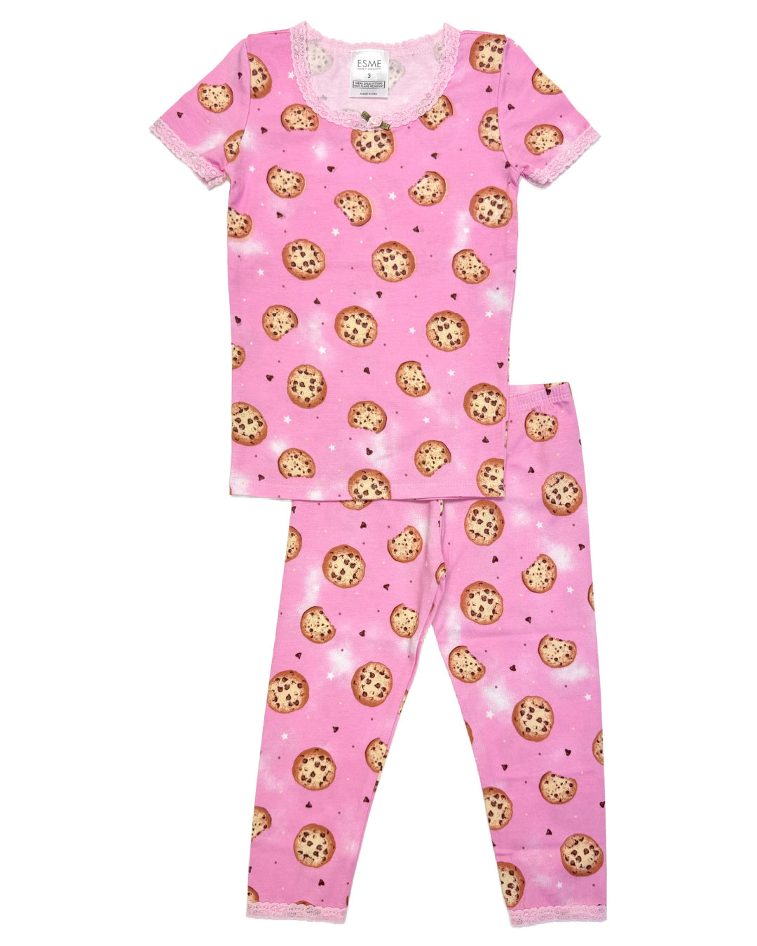 Pink Cookie Short Sleeve Top & Cropped Legging Set - Women's Matching Workout Outfit for Yoga, Gym & Casual Wear