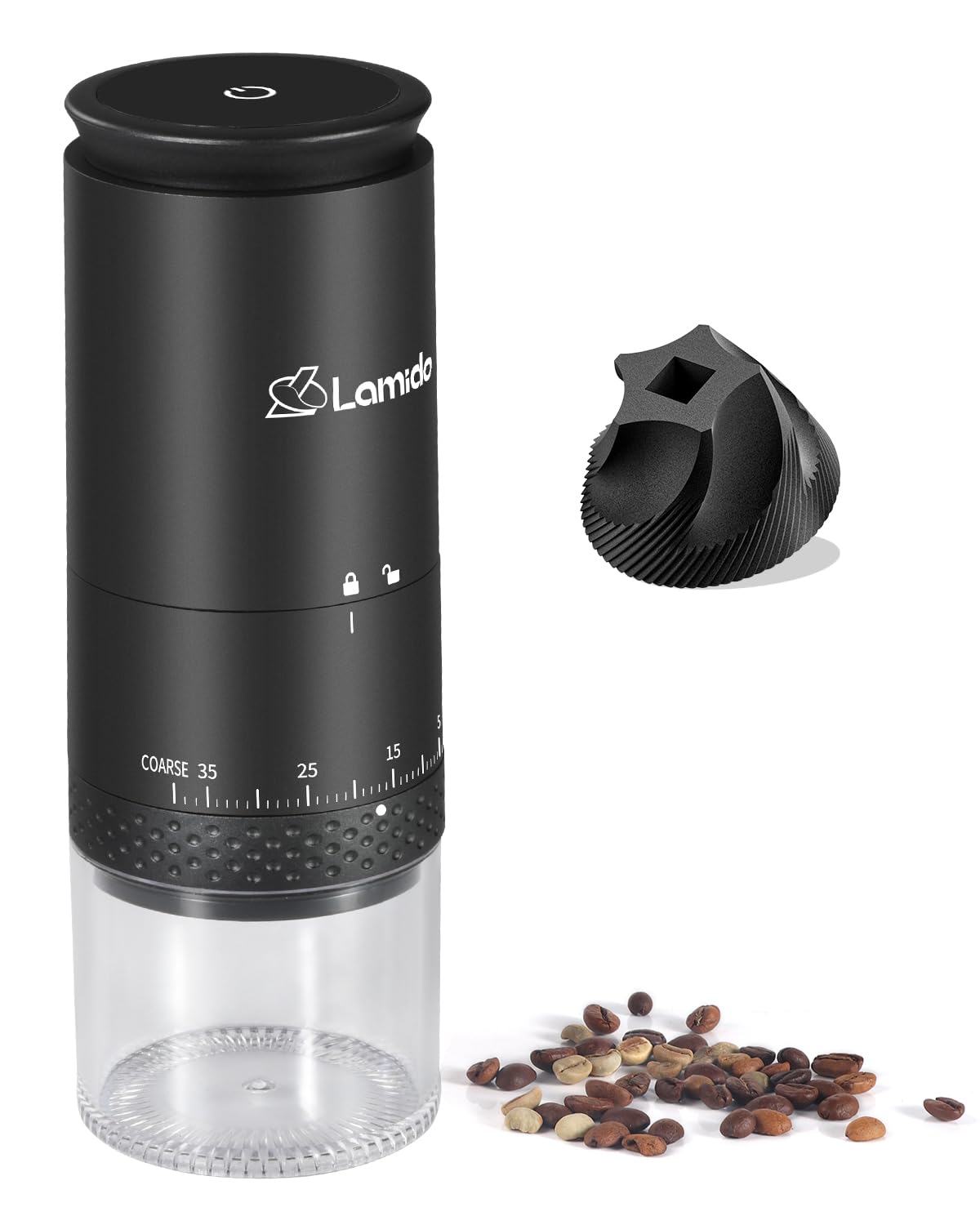 Portable Electric Coffee Grinder with 38 Adjustable Settings - Rechargeable Battery & LCD Display - Conical Burr Mill for Espresso, French Press & Drip Coffee - Perfect for Travel, Camping & Home Use
