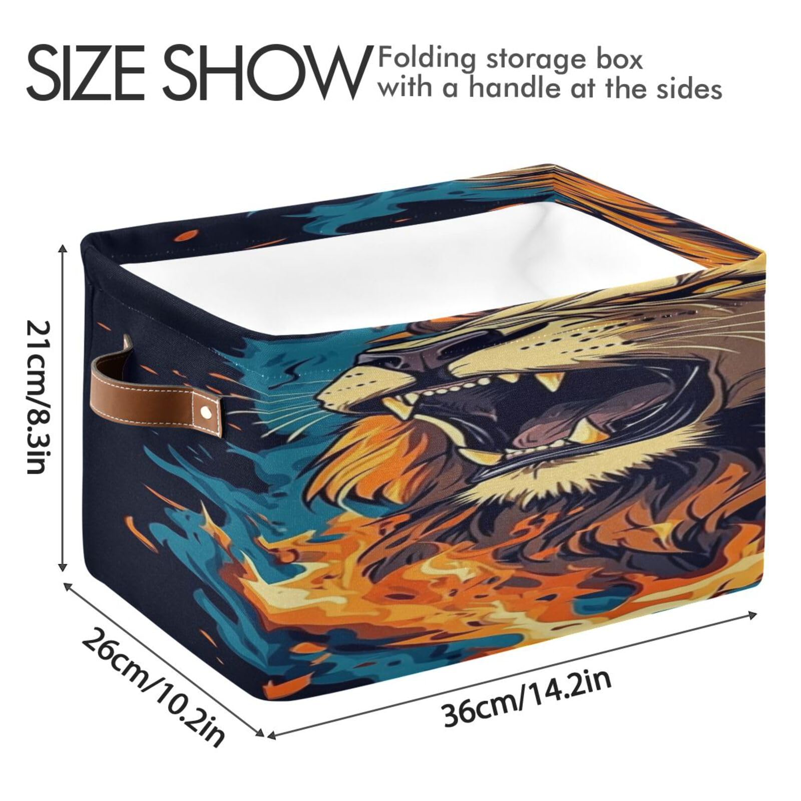 Large Storage Baskets with Handles - Foldable Home Organization Bins for Closet, Shelves & Bedroom (2-Pack) - Perfect for Organizing Clothes, Toys & Home Essentials | The Lion Of Fire