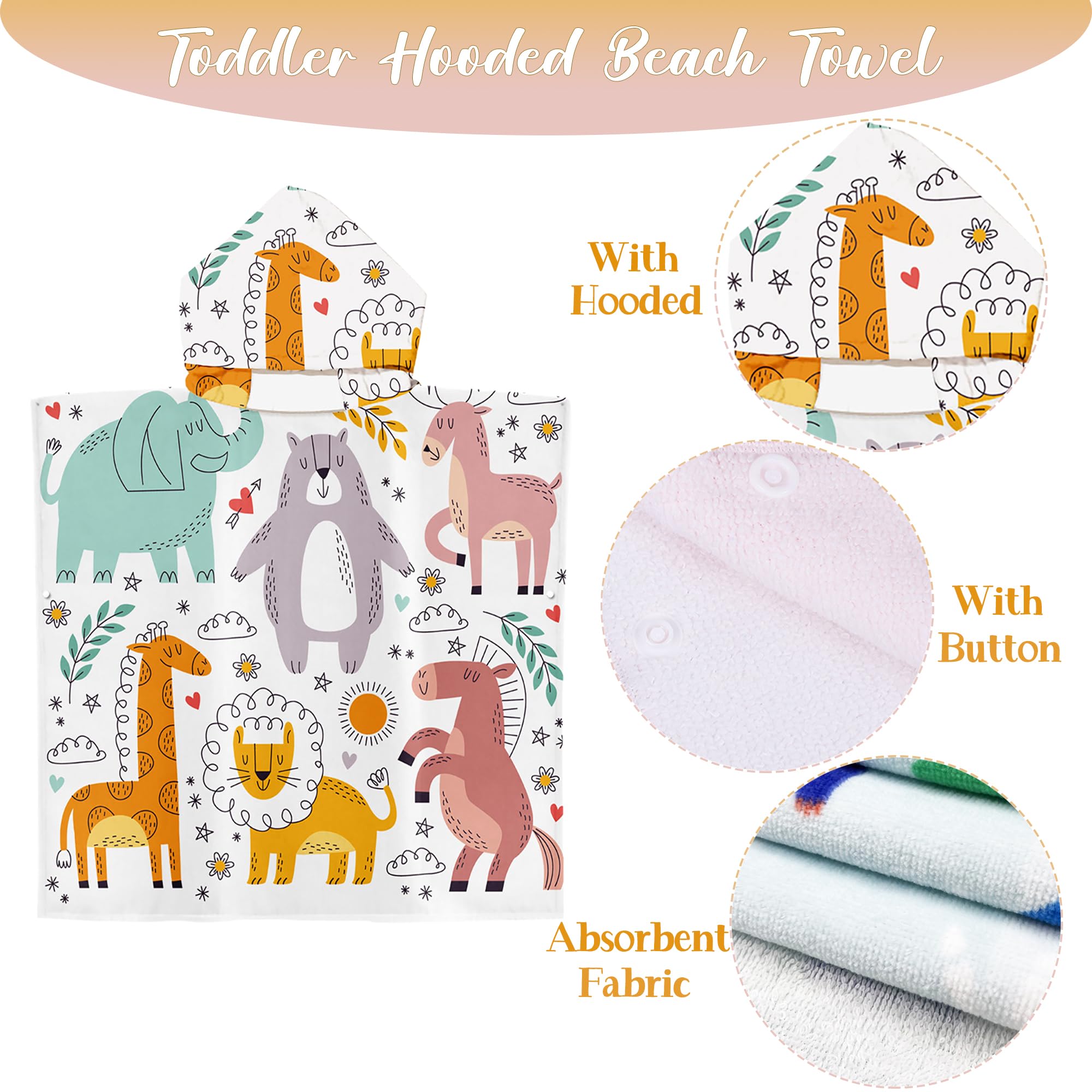 **Kids Animal Hooded Towel Poncho for Boys & Girls - Soft & Absorbent Beach, Bath & Pool Swim Towel for Toddlers 3-8 Years Old - Perfect for Swimming, Beach Trips & After-Bath Warmth**
