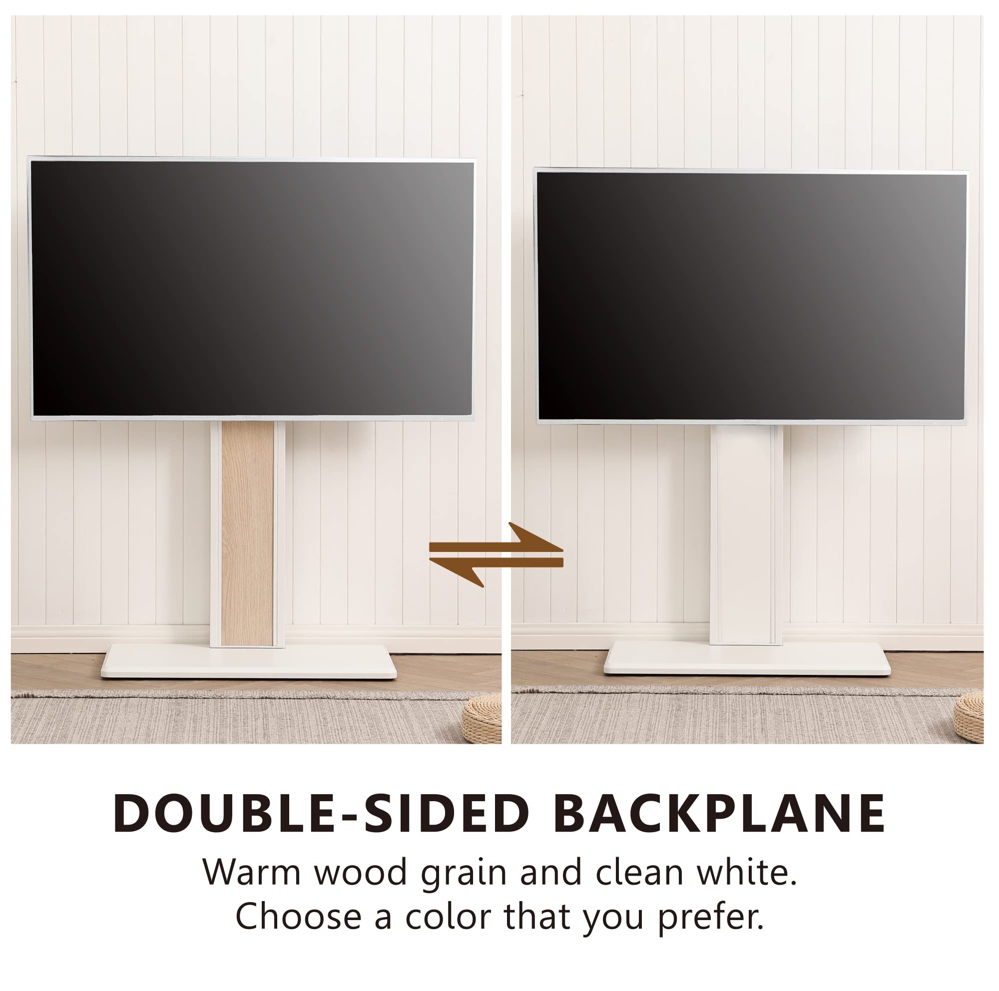 FITUEYES Swivel TV Stand for 32-75 Inch Flat Screens - Solid Wood Base, Height Adjustable TV Mount Bracket (Max VESA 600x400mm, Holds 88 lbs) - Perfect for Living Room, Bedroom & Home Theater Entertainment