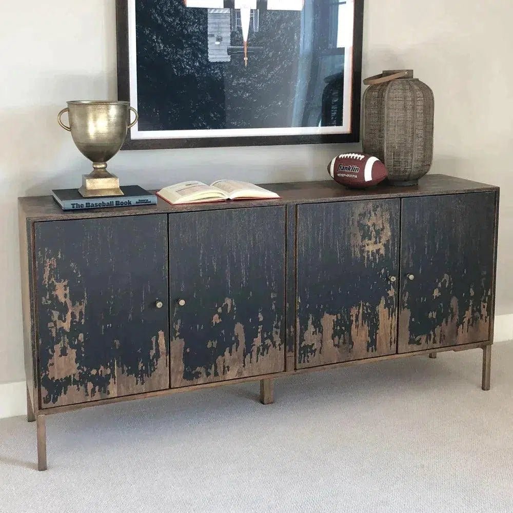 71 Inch Black Rustic Sideboard Buffet Cabinet - Farmhouse Dining Room Storage for Dishes, Linens & Entertaining Essentials