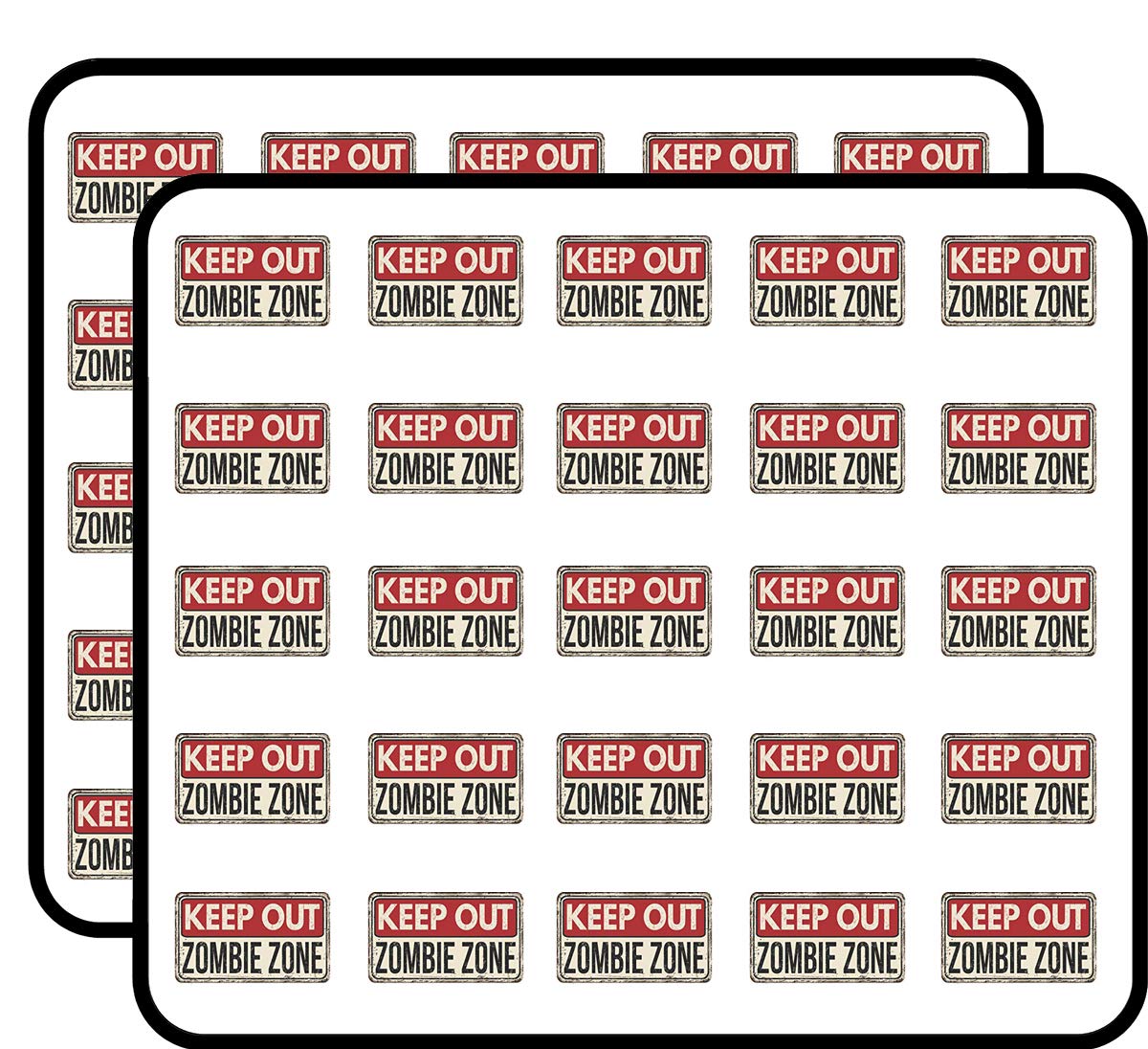 Zombie Zone Vinyl Stickers 1 Inch Each - 50 Pack Waterproof Decals for Laptops, Cars, Phones - Durable Adhesive Stickers for DIY Crafts, School Supplies, Party Favors & Home Decor