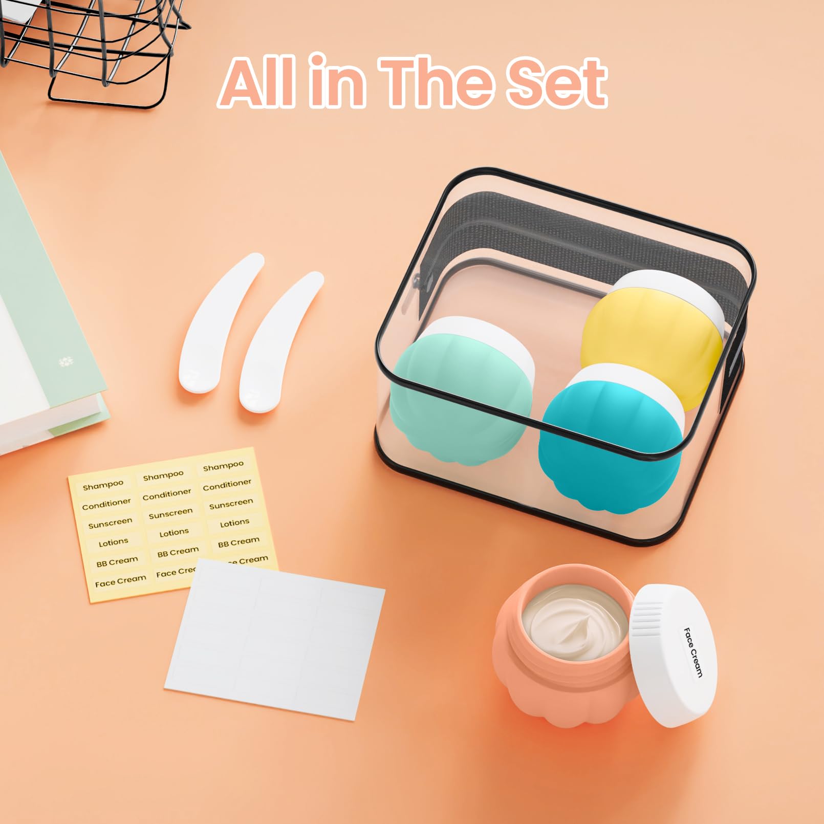 **TSA Approved 1oz Leak Proof Silicone Travel Containers for Toiletries - Mini Travel Jars with Lids for Creams, Lotions & Cosmetics - Perfect for Air Travel, Gym, Camping & On-the-Go Essentials**
