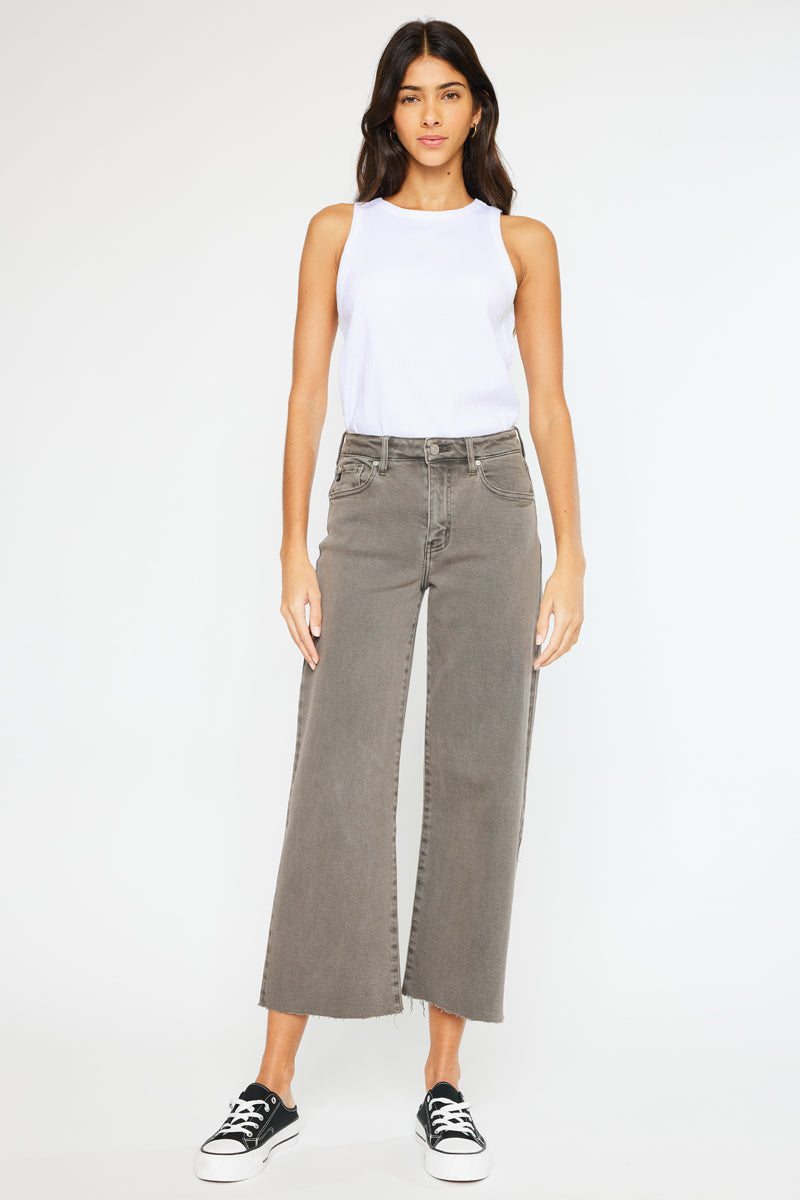 Dianella High Rise Crop Wide Leg Jeans for Women - Trendy Distressed Denim Pants for Casual Outfits & Streetwear Fashion
