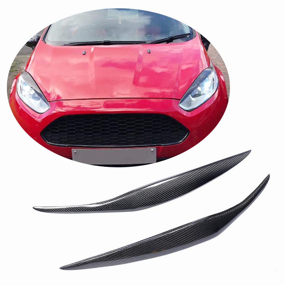 MCARCAR Real Carbon Fiber Headlight Cover Eyelid Trim for Ford Fiesta MK7.5 Facelift (2013-2016) | Custom Fit Front Lamps Eyebrows | Enhances Style & Protection for Daily Driving & Car Shows