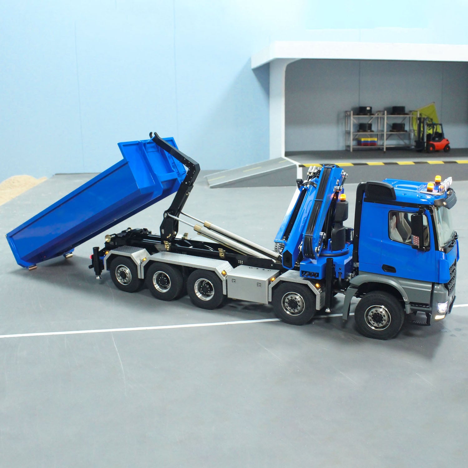 1/14 Scale 10x10 RC Hydraulic Full Dump Crane Truck with U-Shaped Bucket - Radio Controlled Construction Vehicle (PNP/RTR) for DIY Hobbyists & Model Enthusiasts - Perfect for Construction Site Play, Collecting, and RC Racing Events