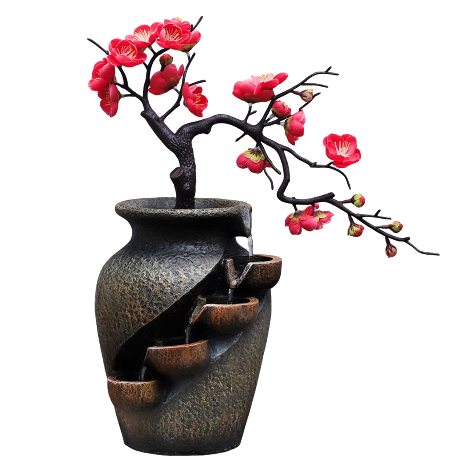 Zxb-Shop Desktop Waterfall Fountain - Resin Craft Home Decor for Office, Living Room & Garden - Feng Shui Water Feature with Flowing Simulation for Relaxation & Interior Design