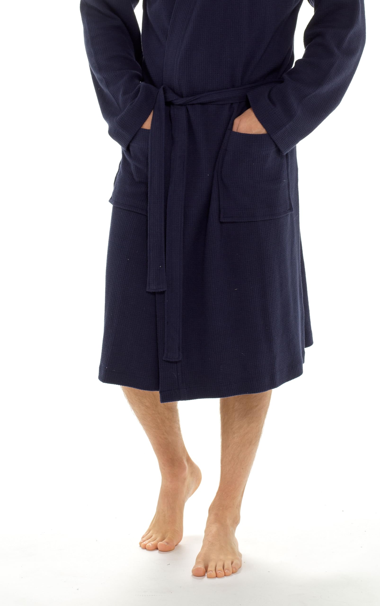 **INSIGNIA Men's 100% Cotton Waffle Robe - Soft & Breathable Dressing Gown for Spa, Lounge & Relaxation at Home**
