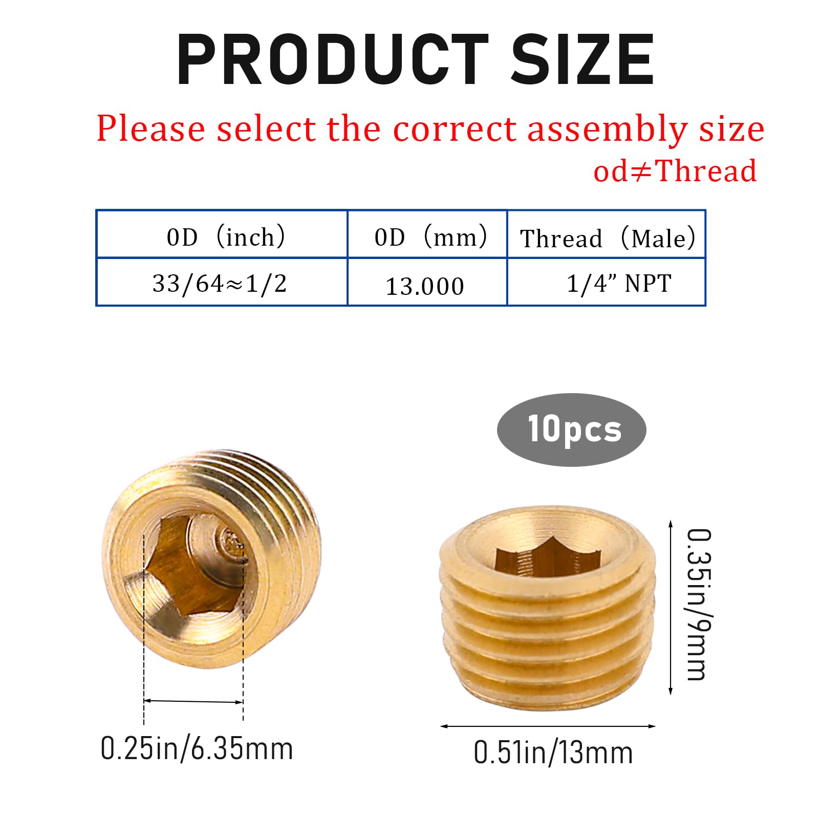 10-Piece Brass 1/4