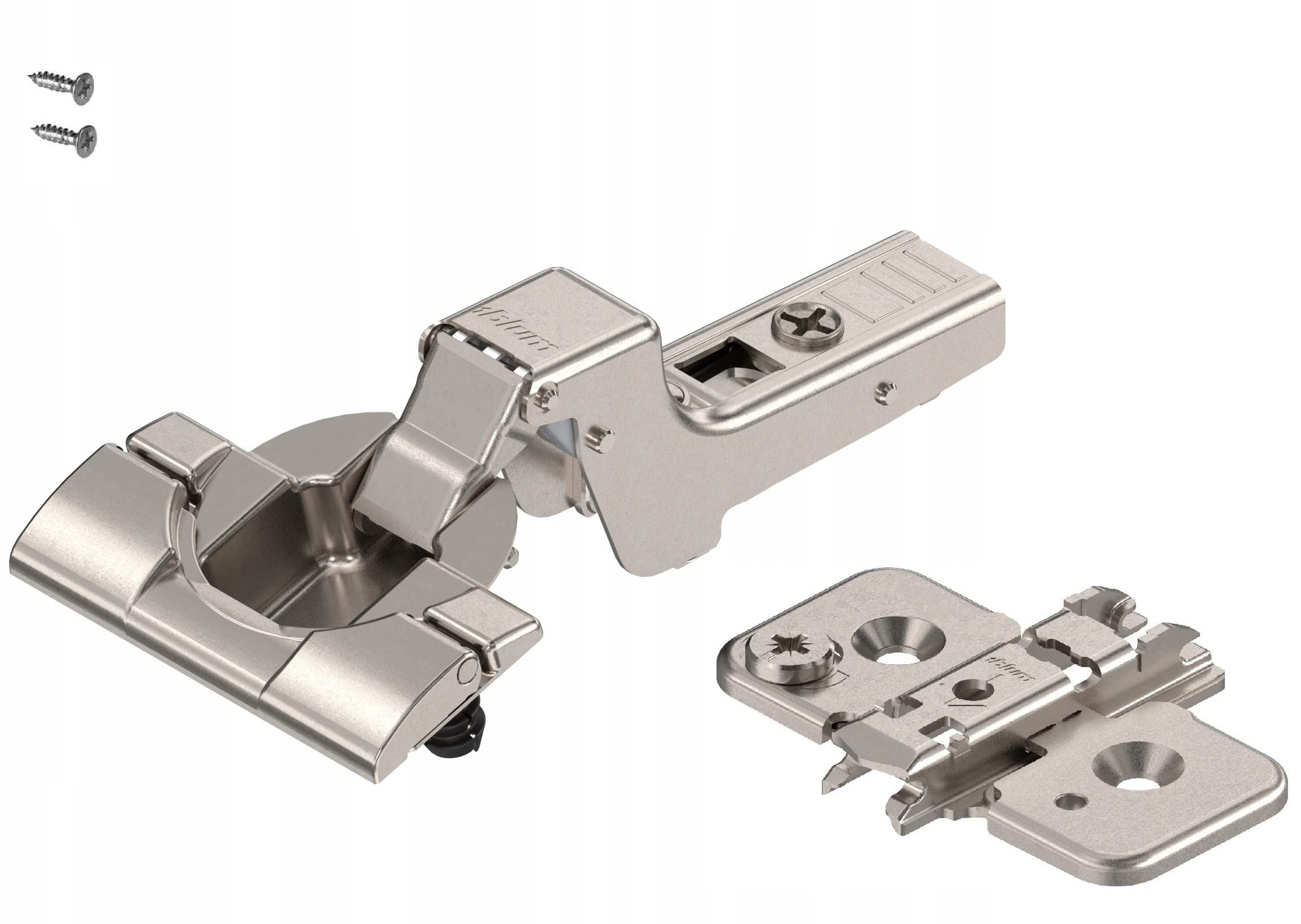 Blum Soft Close Full Inset Concealed Euro Cabinet Hinges Set - 110° Opening Angle with BLUMOTION Technology for Frameless Cabinets (2 Hinges + 2mm Mounting Plates & Screws Included) - Perfect for Kitchen Cabinets, Bathroom Vanities & Modern Furniture Installation