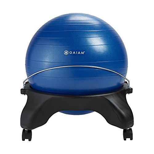 Gaiam Classic Backless Balance Ball Chair – Ergonomic Stability Yoga Ball for Home & Office Desk, Includes Air Pump & Exercise Guide – Perfect for Active Sitting, Core Workouts, and Posture Improvement
