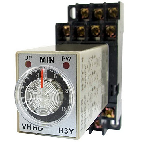 24V DC 10 Minute Adjustable Timer Relay Switch - H3Y-4 14-Pin with Socket Base | Power On Delay for Industrial Control, Automation Systems & Electrical Equipment