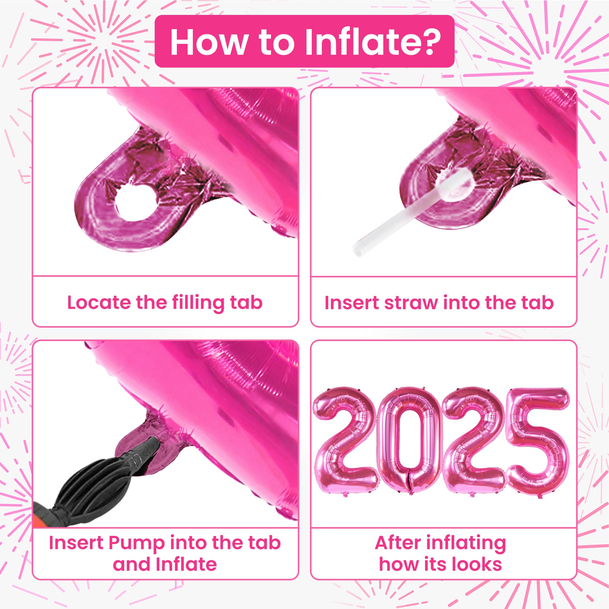 KatchOn 42 Inch Graduation Balloons 2025 - Large Pink Class of 2025 Balloons for Graduation Party Decorations | Perfect for Graduation Ceremony, School Events & Photo Backdrops