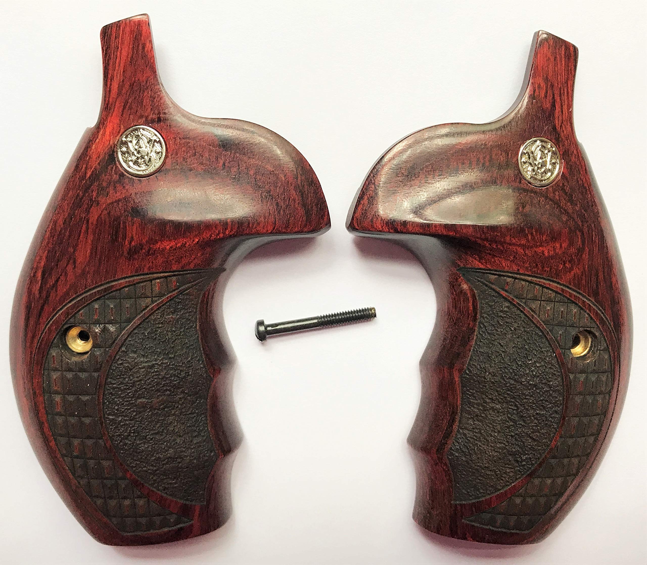 Premium S&W K/L/X Frame Round Butt Rosewood Grips - Stippled Texture for Enhanced Grip & Comfort | Ideal for Revolver Enthusiasts & Competitive Shooting