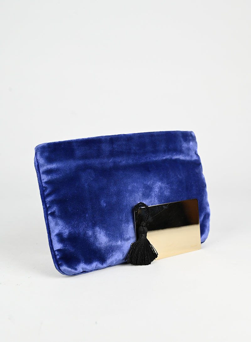 Miu Miu Blue Velvet Pochette Handbag - Elegant Clutch for Evening Parties & Special Occasions
