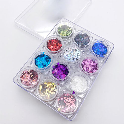 12-Piece Mixed Multi-Color Holographic Butterfly Slices for Scrapbooking, Card Making, and DIY Craft Projects #21036