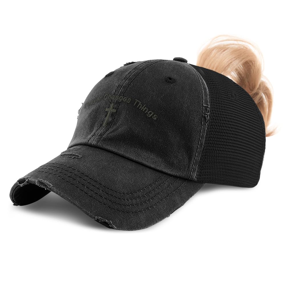 Women's Christian Embroidered Baseball Cap - Ponytail Friendly Prayer & Faith Design - Cotton Adjustable Hat for Church, Bible Study & Outdoor Activities