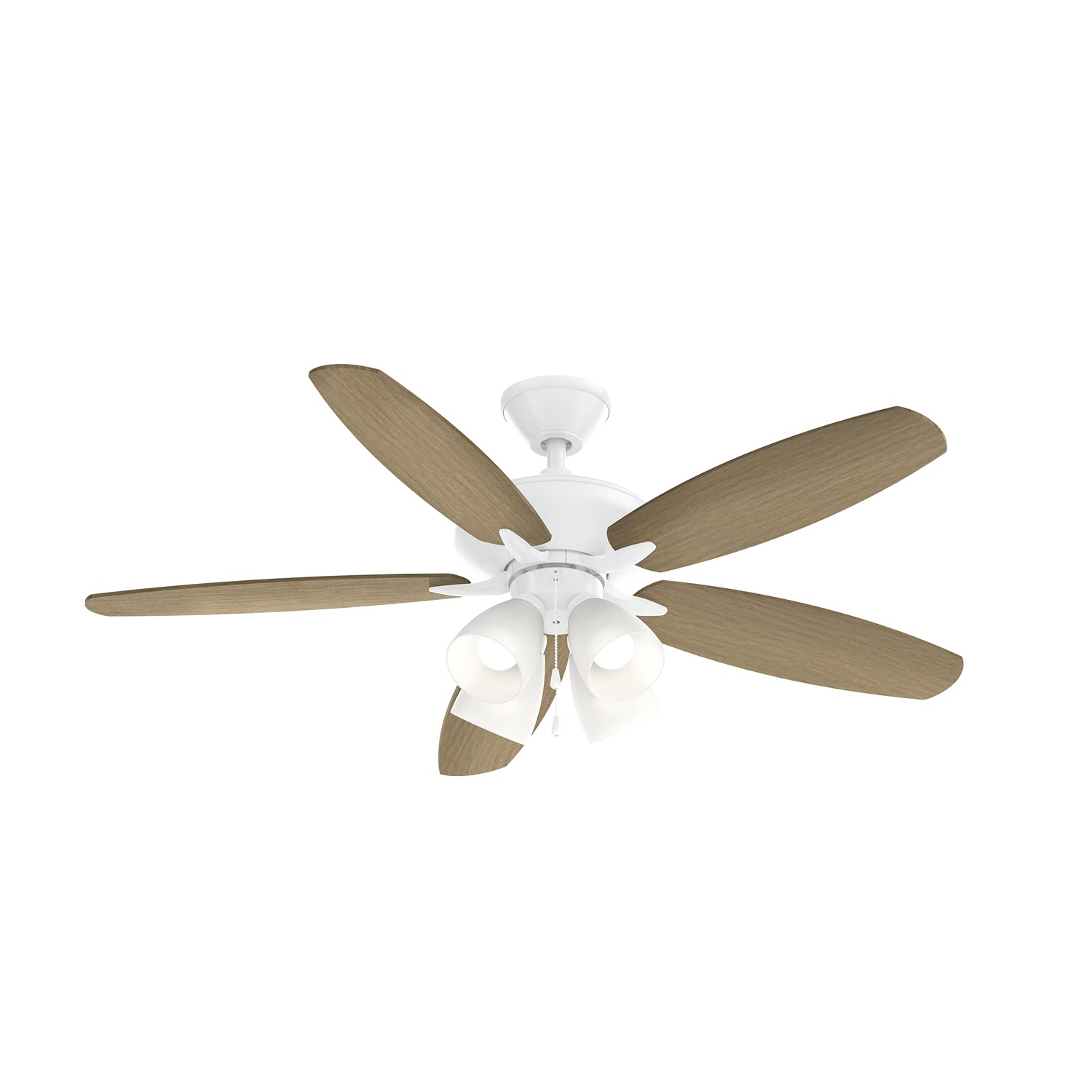 Kichler 52 Inch Renew Premier LED Ceiling Fan with Light, Matte White Finish - Energy Efficient Cooling for Living Room, Bedroom & Patio