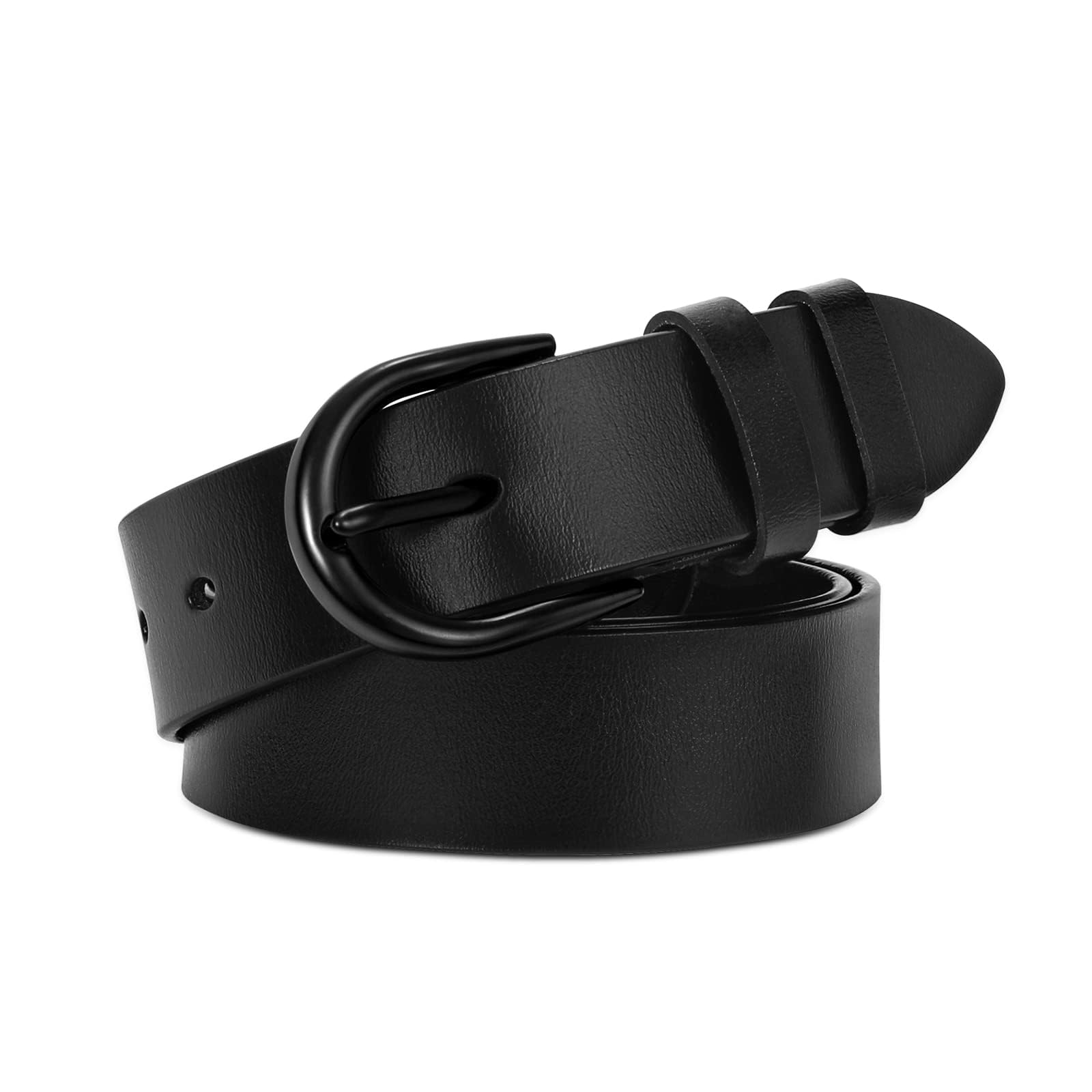 WHIPPY Women's Genuine Leather Belt for Jeans, Pants & Dresses - Adjustable Waist Belt with Decorative Pin Buckle (Black) - Perfect for Casual Outfits, Office Wear & Special Occasions
