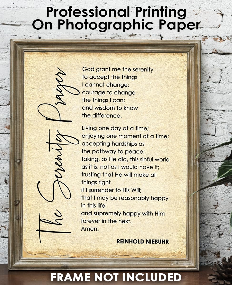 Serenity Prayer Wall Art - Inspirational Bible Verses for Home & Office Decor