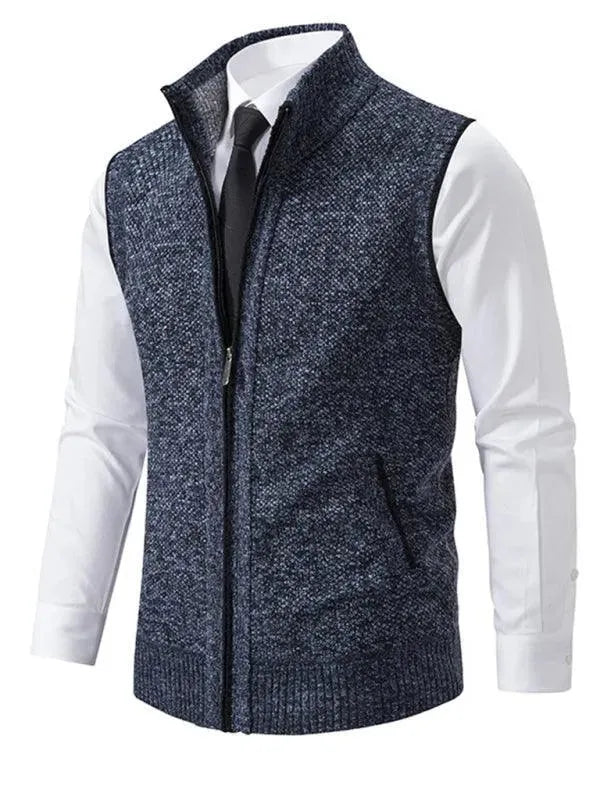 Men's Stand Collar Sleeveless Knit Vest - Slim Fit Casual & Layering Piece for Office, Outdoors & Fall Fashion