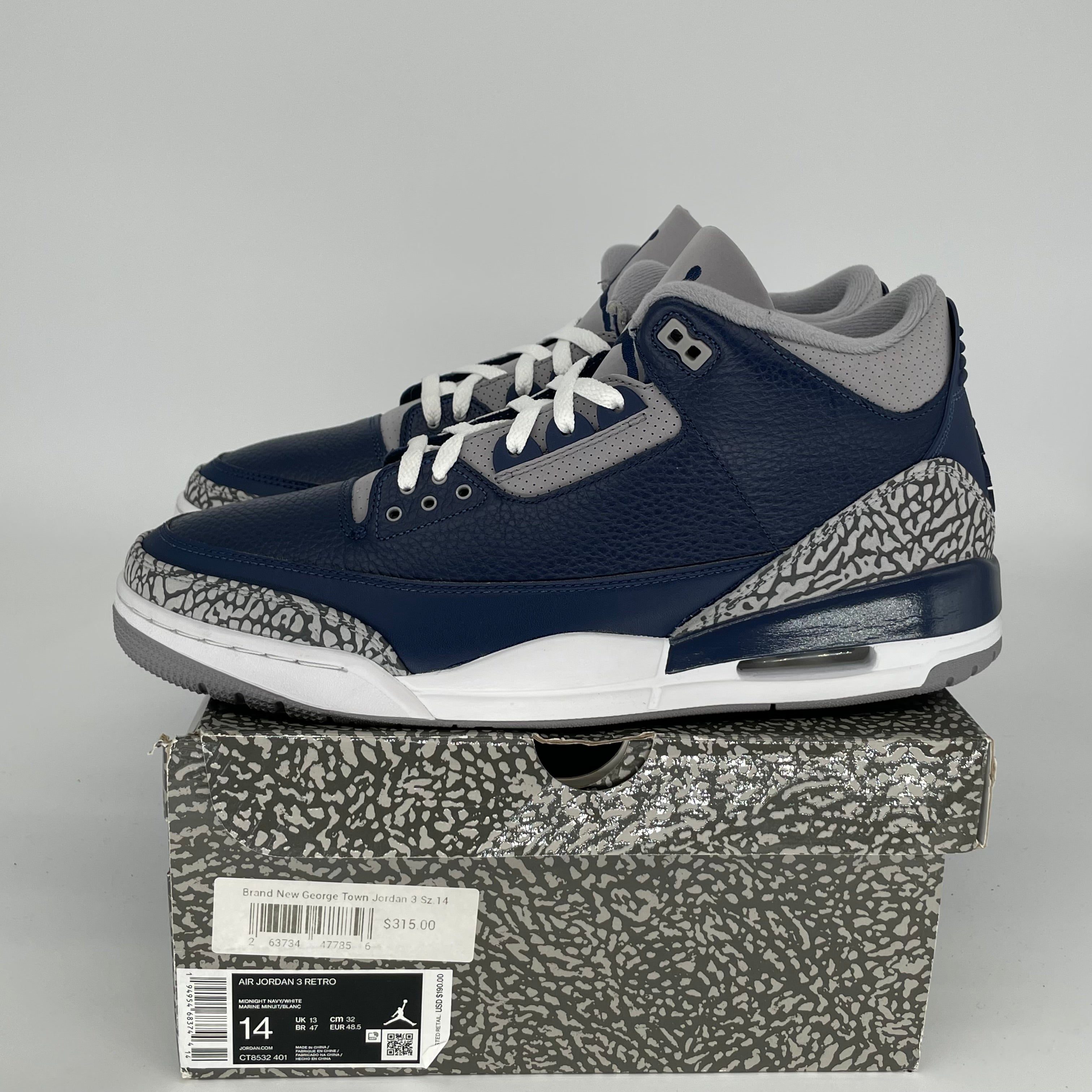 AIR JORDAN 3 GEORGETOWN Men's Basketball Shoes - Size 14 (CT8532-401) - Retro Sneakers for Casual Wear & Street Style