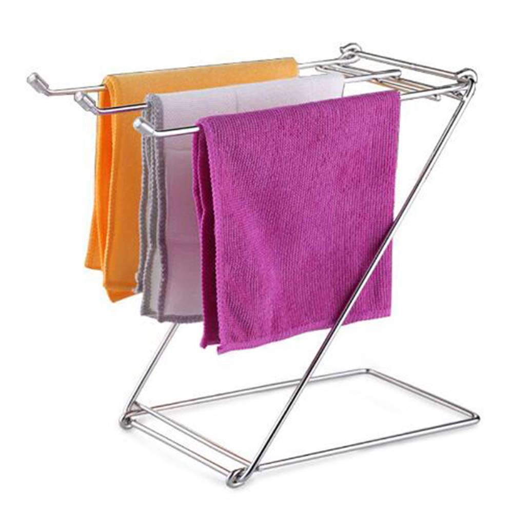 Foldable Stainless Steel Towel Rack - Free-Standing Bathroom Vanity Countertop Organizer for Small Towels | Perfect for Guest Bathrooms, Powder Rooms & Spa Areas