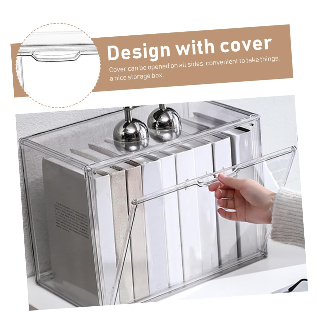 Clear Acrylic Bookcase for Kids - Boys and Girls Bookshelf Organizer with Storage Boxes, Desk Organizer for Bedroom, Study Room & Playroom - Perfect for Books, Toys & School Supplies Storage