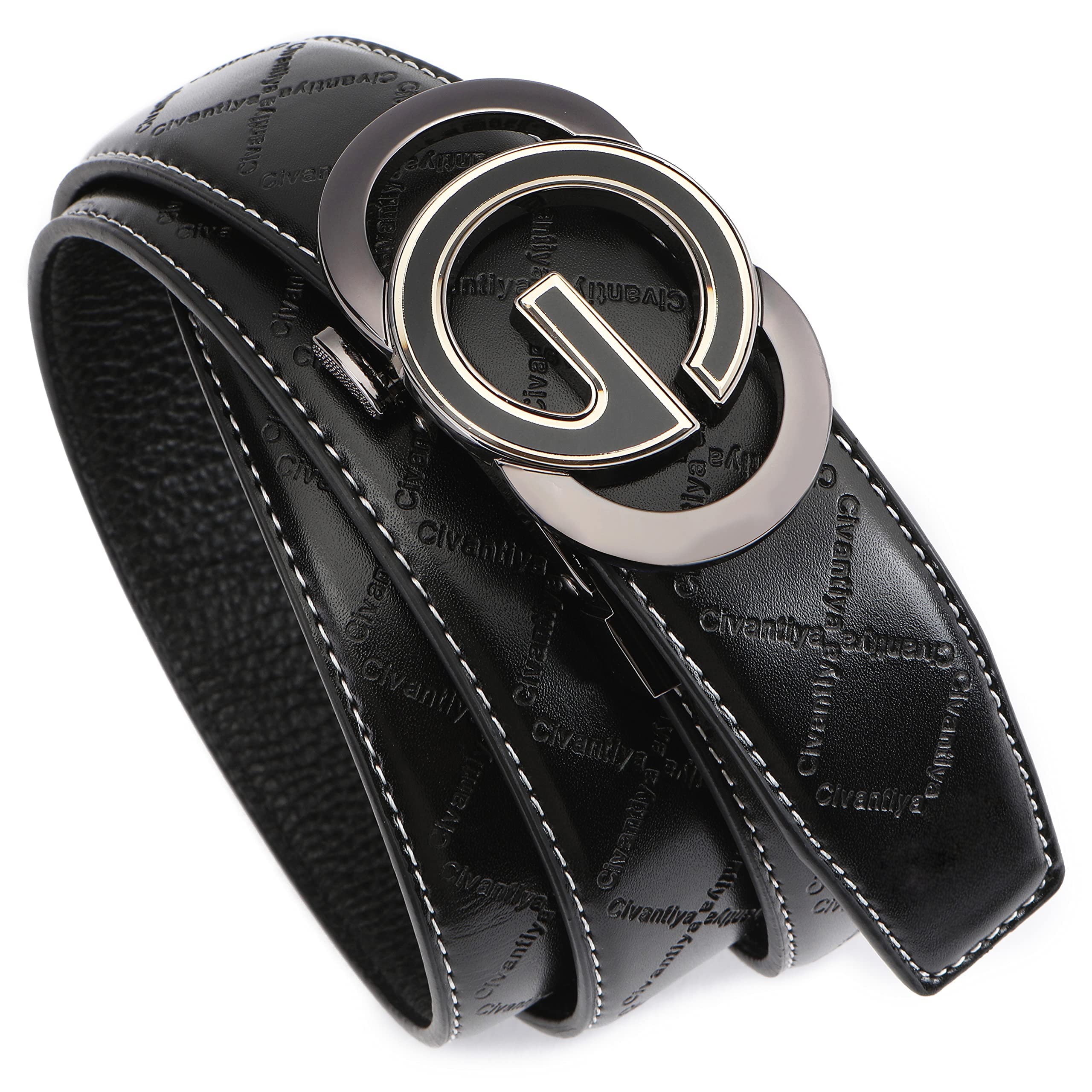 Premium Civantiya Ratchet Belt for Men - Genuine Leather Black Dress Belt 1 3/8