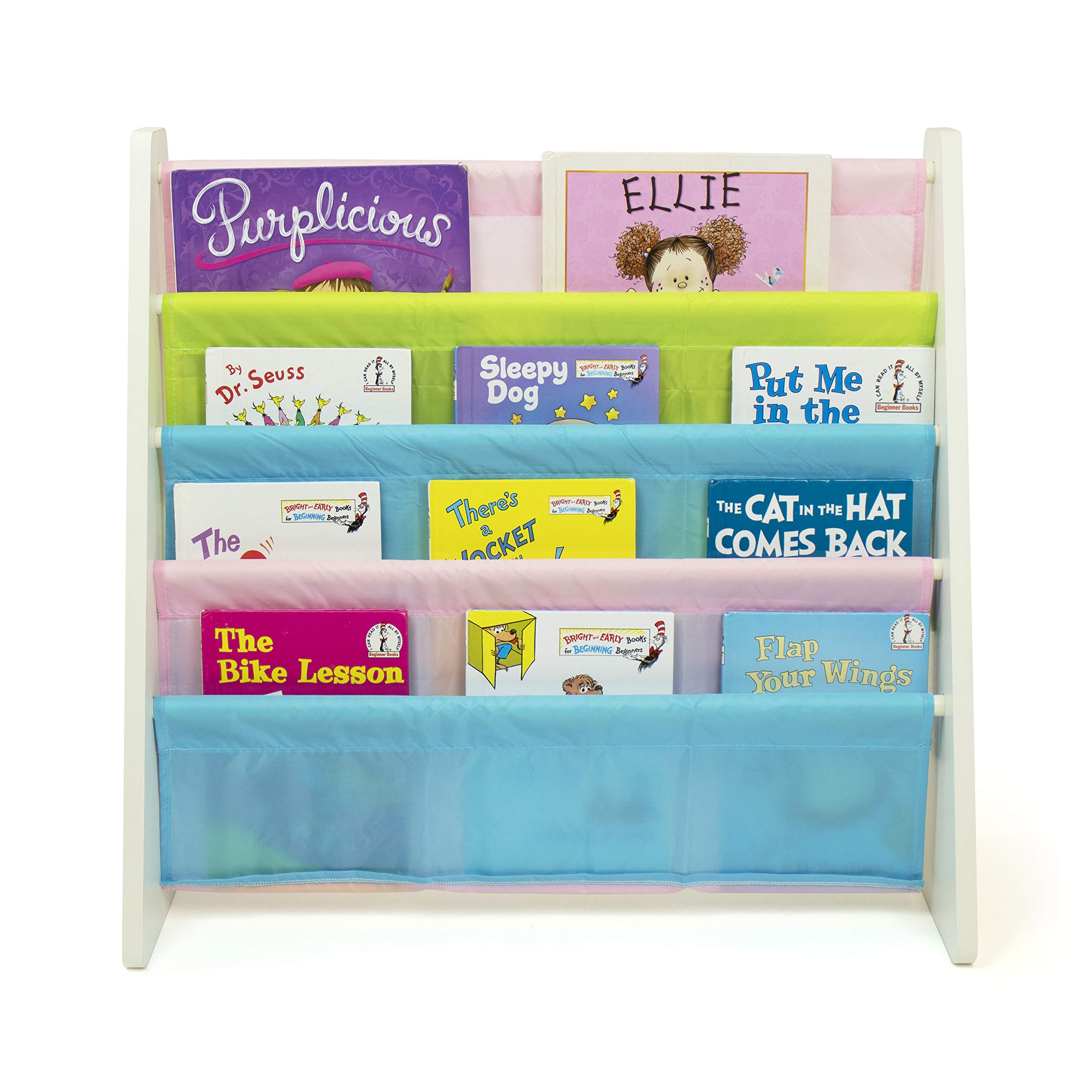 Humble Crew 16-Bin Toy Organizer & Book Rack Storage Shelf - Pastel Collection | Kids Room Organization, Playroom Storage & Nursery Decor Solution