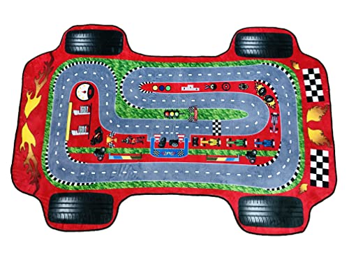 HOMEARTSTORE Non-Slip Racing Car Floor Mat - 3.3x5 FT Kids Playroom Rug, Boys Nursery Carpet, Children's Room Decor - Waterproof & Durable for Kindergarten, Daycare & Bedroom (100x150cm) - Perfect for Play Areas, Toy Rooms & Toddler Safety